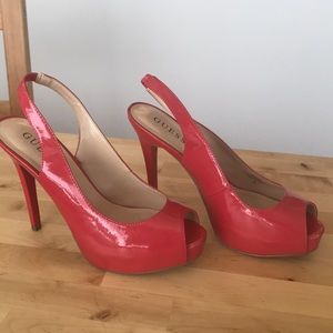 Peep toe sling back heels